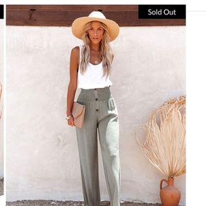 VICI Linen Pants, Olive Green Like new bestseller